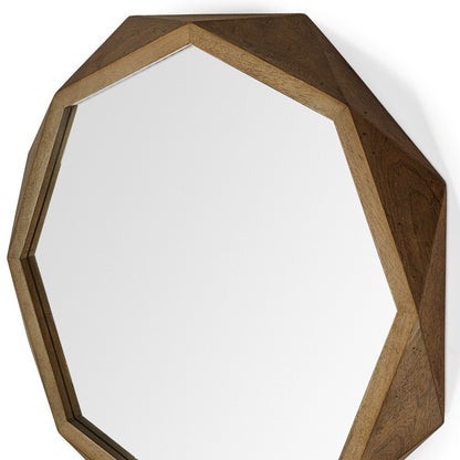 Octagon Wooden Frame Wall Mirror
