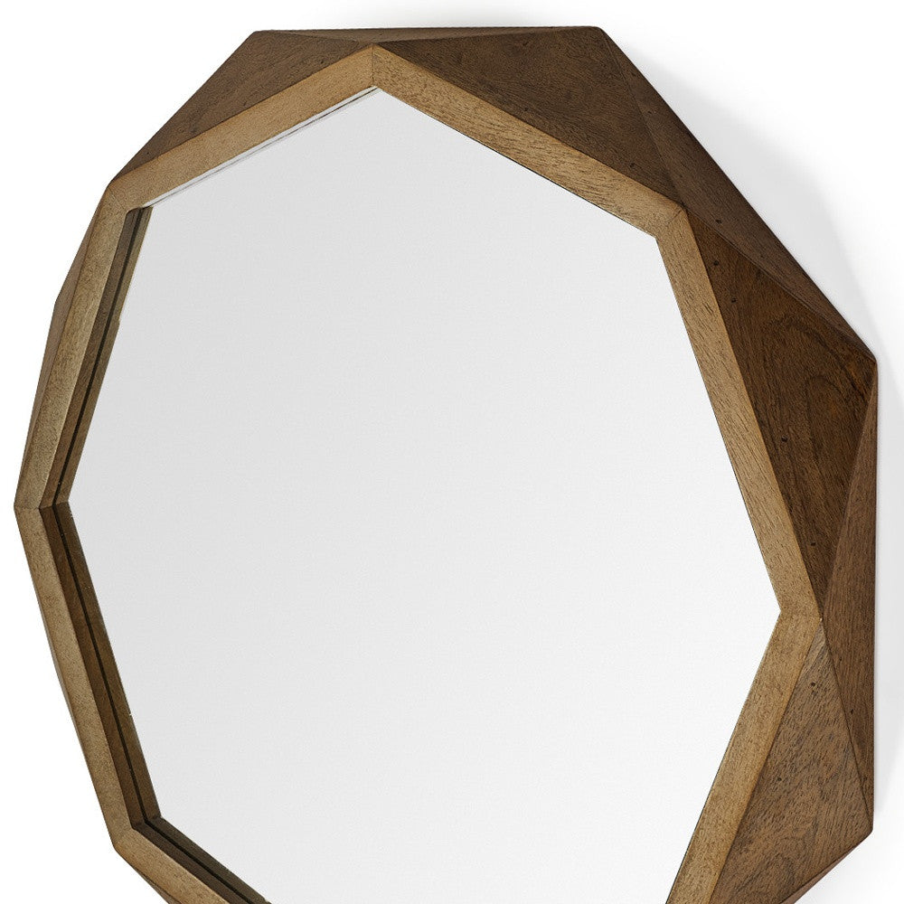 Octagon Wooden Frame Wall Mirror