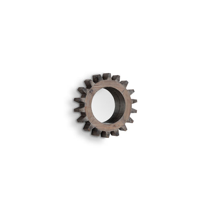 Cog  Round Natural Wood Frame Wall Mirror