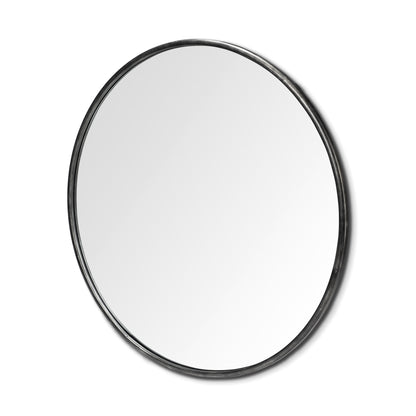 Round Black Metal Frame Wall Mirror