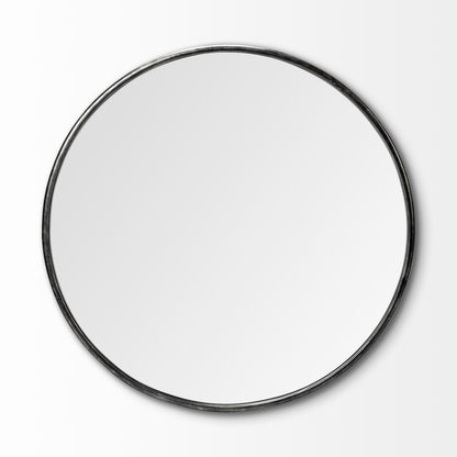 Round Black Metal Frame Wall Mirror