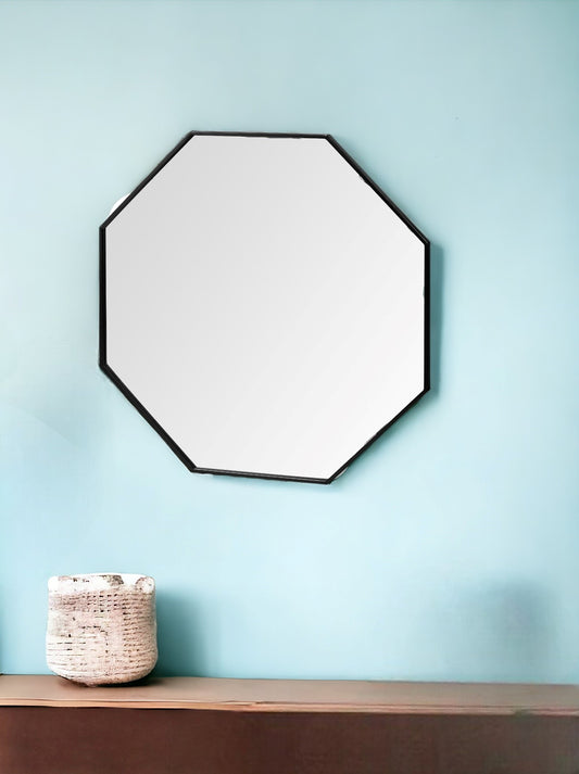 Black Octagon Metal Framed Bathroom Vanity Mirror
