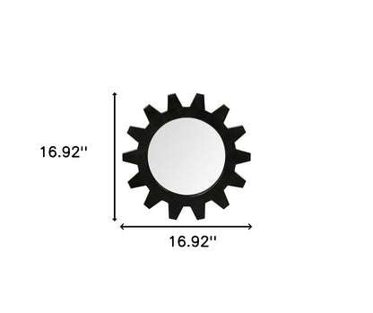 Cog  Round Black Metal Frame Wall Mirror