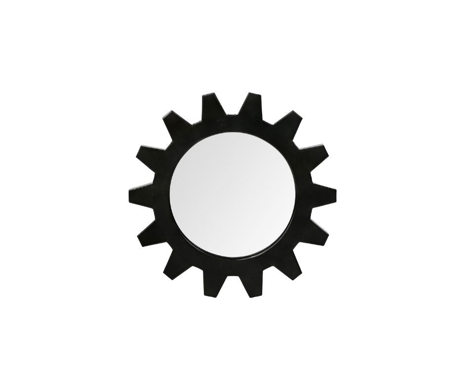 Cog  Round Black Metal Frame Wall Mirror