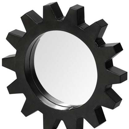 Cog  Round Black Metal Frame Wall Mirror