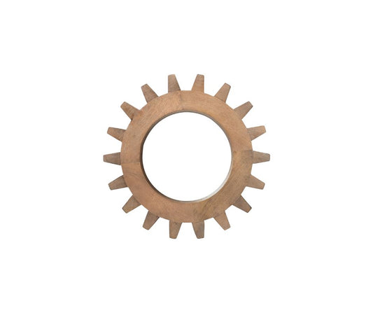 Cog  Round Walnut Finish Frame Wall Mirror
