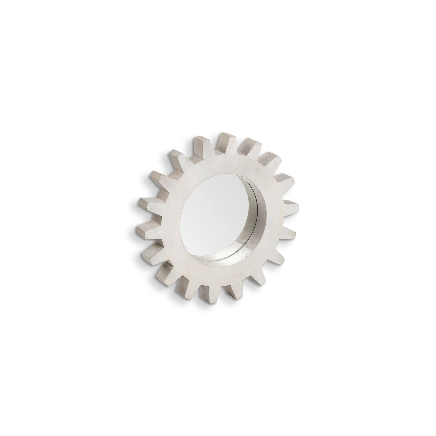 Cog  Round White Wood Frame Wall Mirror