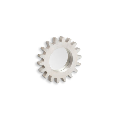 Cog  Round White Wood Frame Wall Mirror