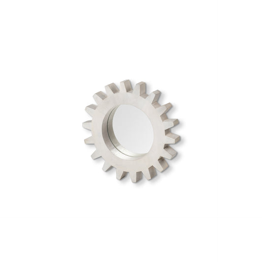 Cog  Round White Wood Frame Wall Mirror