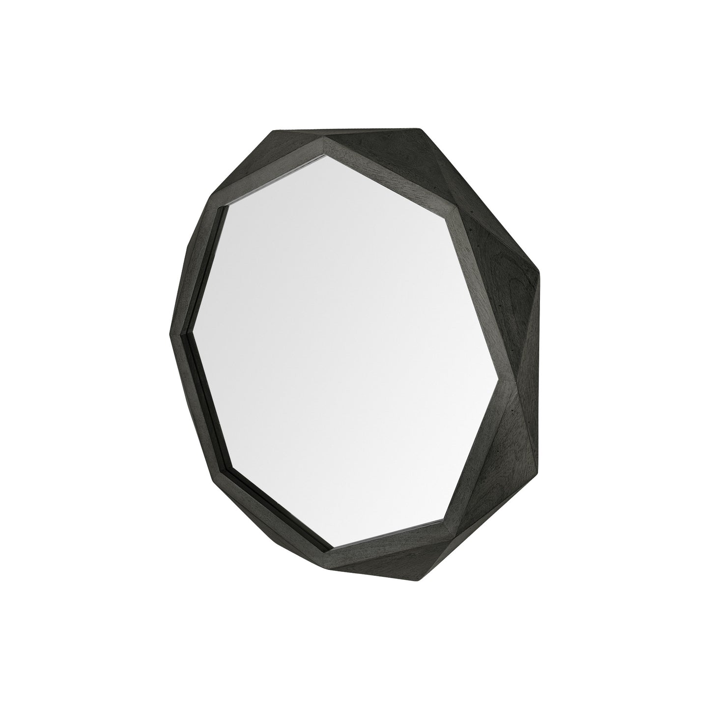 Octagon Black Wood Frame Wall Mirror