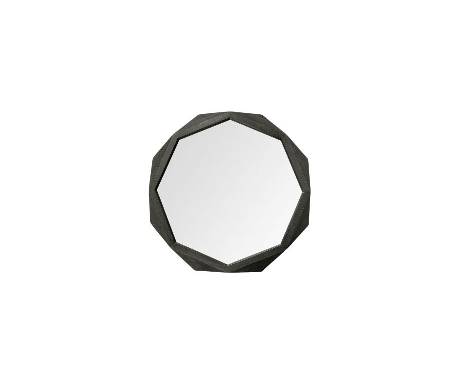 Octagon Black Wood Frame Wall Mirror