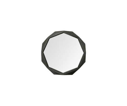 Octagon Black Wood Frame Wall Mirror