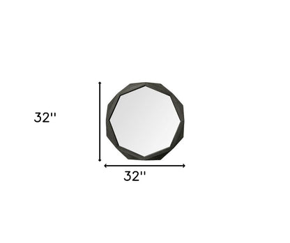 Octagon Black Wood Frame Wall Mirror