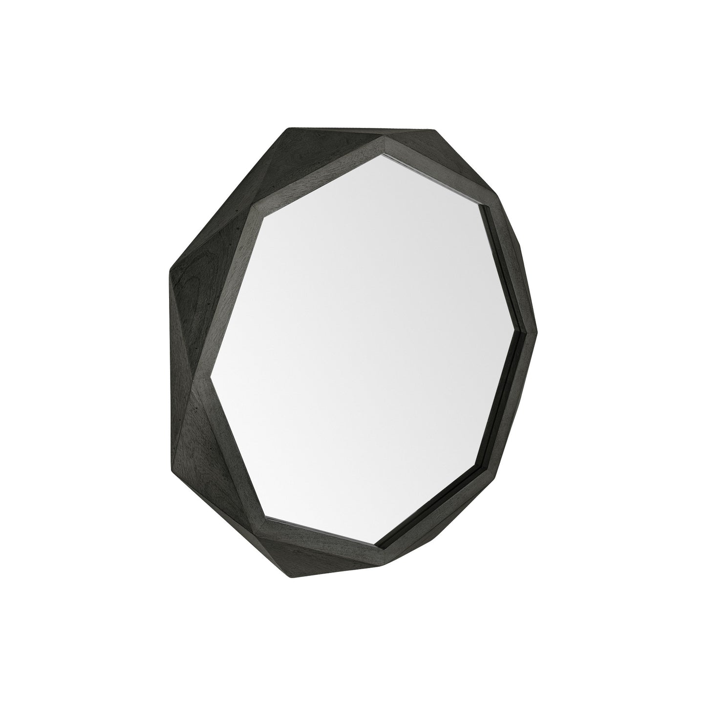 Octagon Black Wood Frame Wall Mirror
