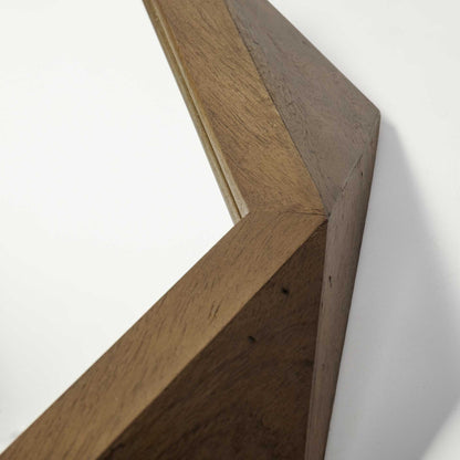 Octagon Brown Wood Frame Wall Mirror