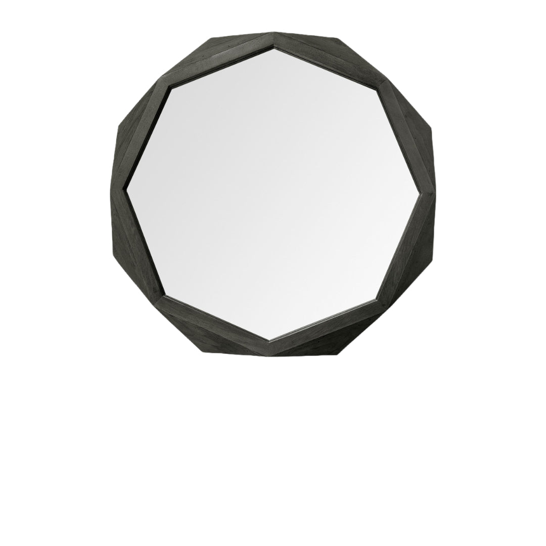 Octagon Black Wood Frame Wall Mirror