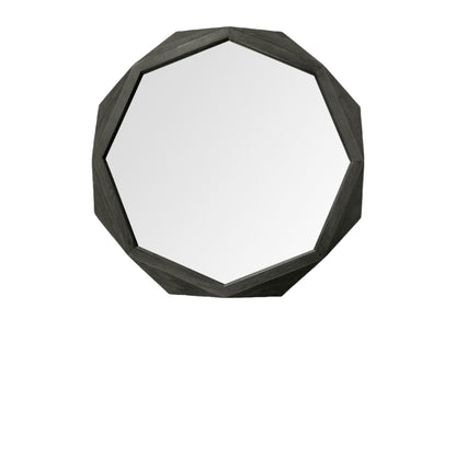 Octagon Black Wood Frame Wall Mirror