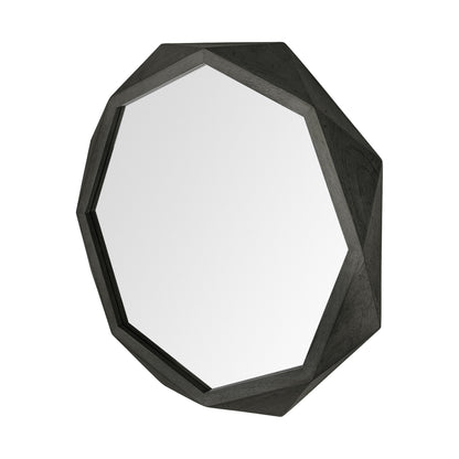 Octagon Black Wood Frame Wall Mirror