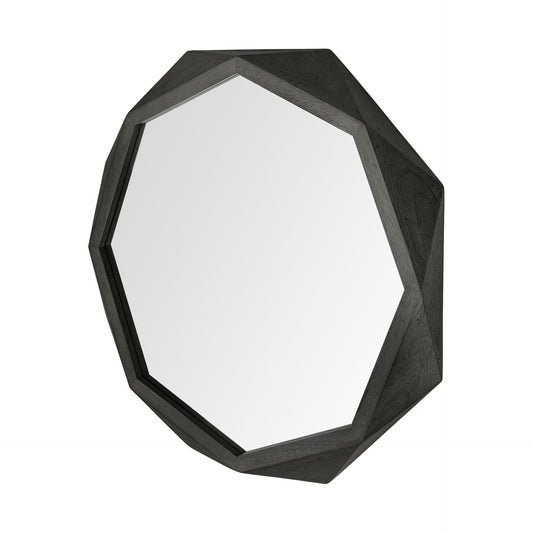 Octagon Black Wood Frame Wall Mirror
