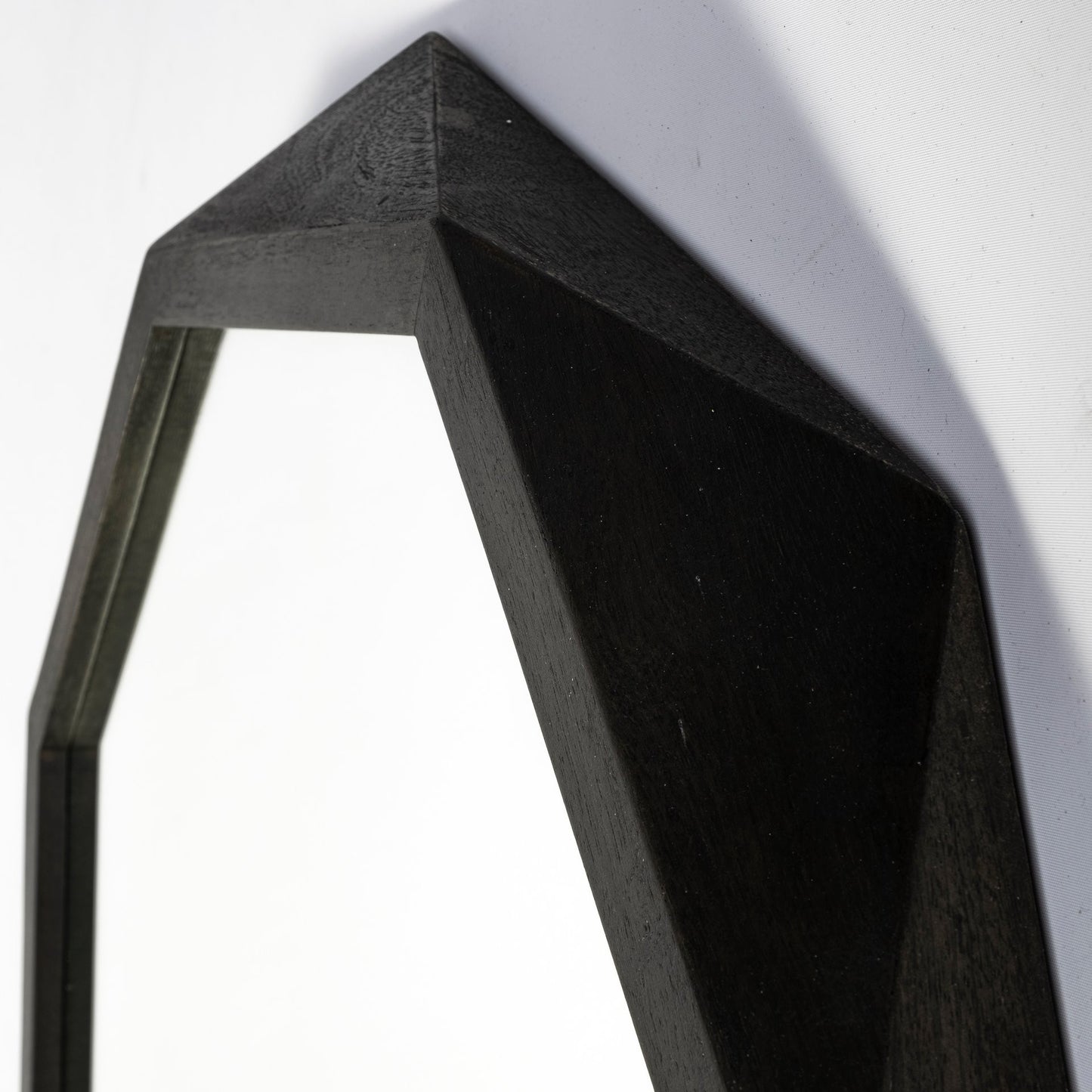 Octagon Black Wood Frame Wall Mirror