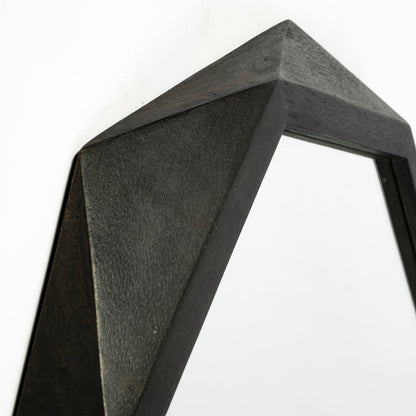 Octagon Black Wood Frame Wall Mirror