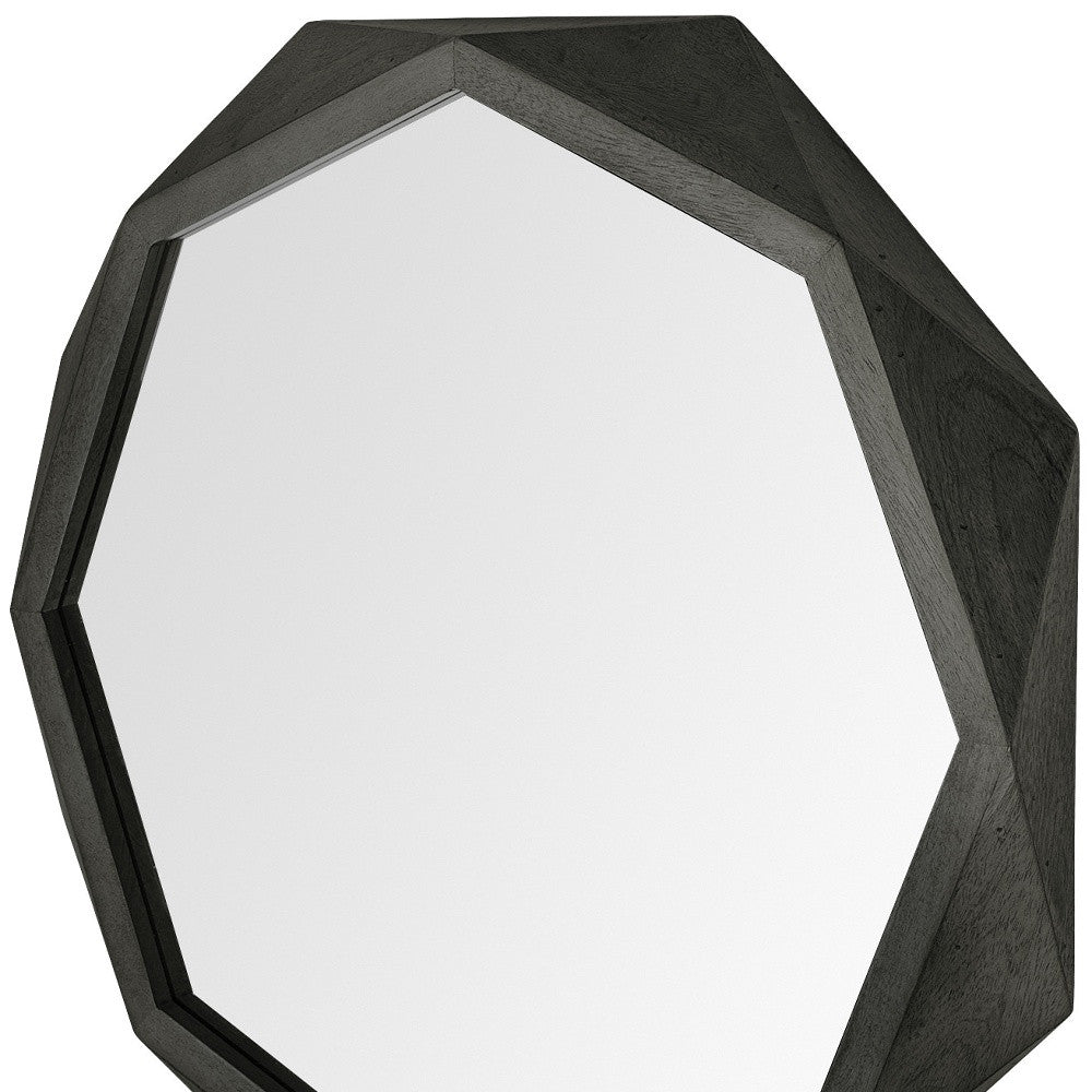 Octagon Black Wood Frame Wall Mirror