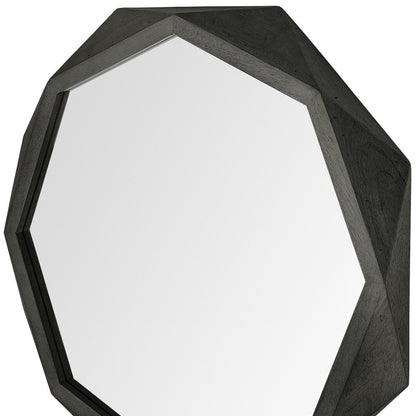 Octagon Black Wood Frame Wall Mirror