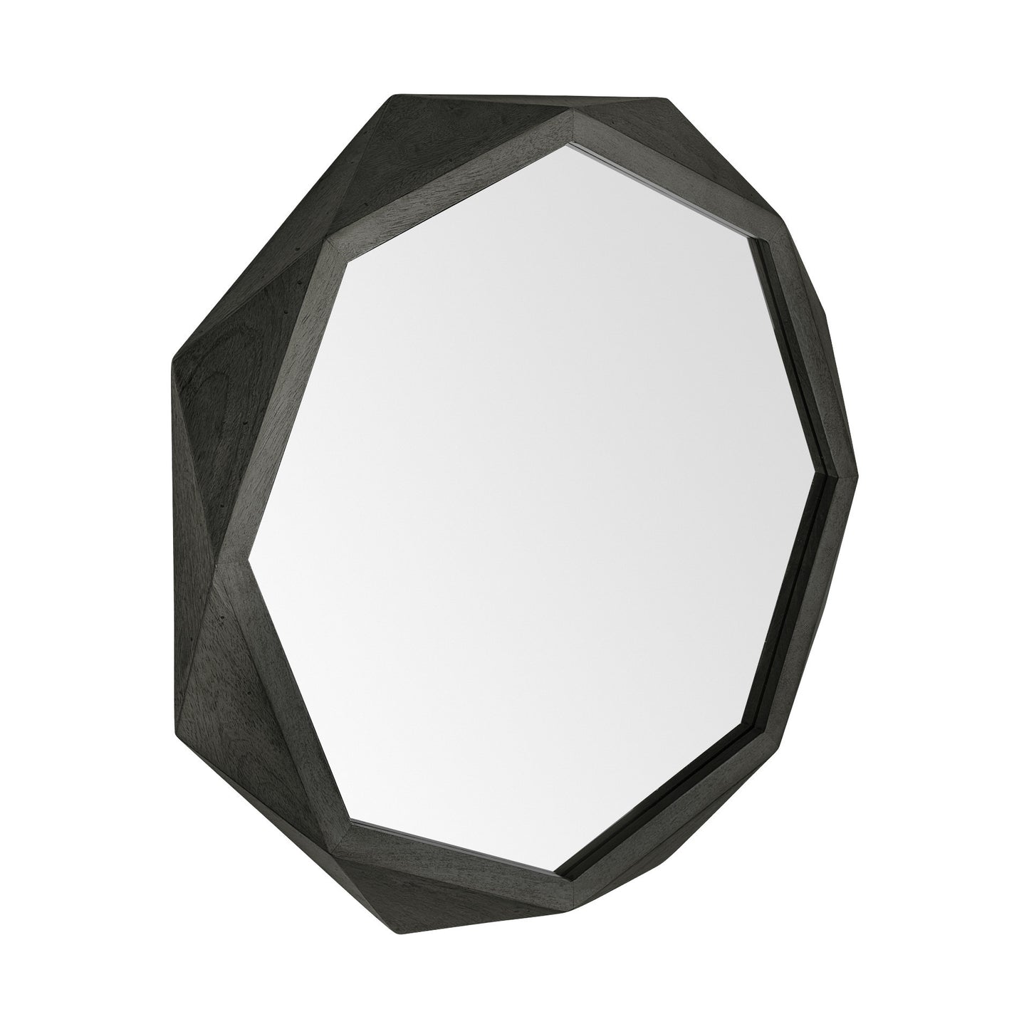 Octagon Black Wood Frame Wall Mirror