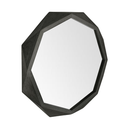 Octagon Black Wood Frame Wall Mirror
