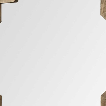 Round-Square Brown Wood Frame Wall Mirror