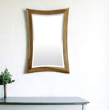 Brown Abstract Wood Framed Bathroom Vanity Mirror