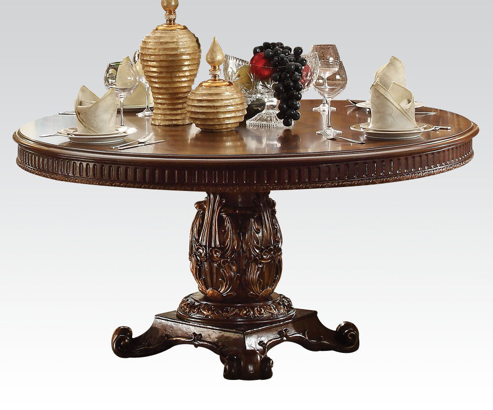 Brown Solid Wood Pedestal Base Dining Table