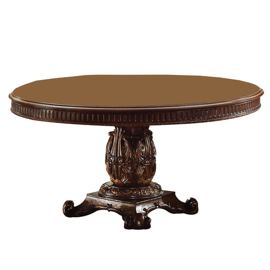 Brown Solid Wood Pedestal Base Dining Table