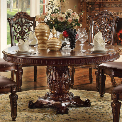 Brown Solid Wood Pedestal Base Dining Table