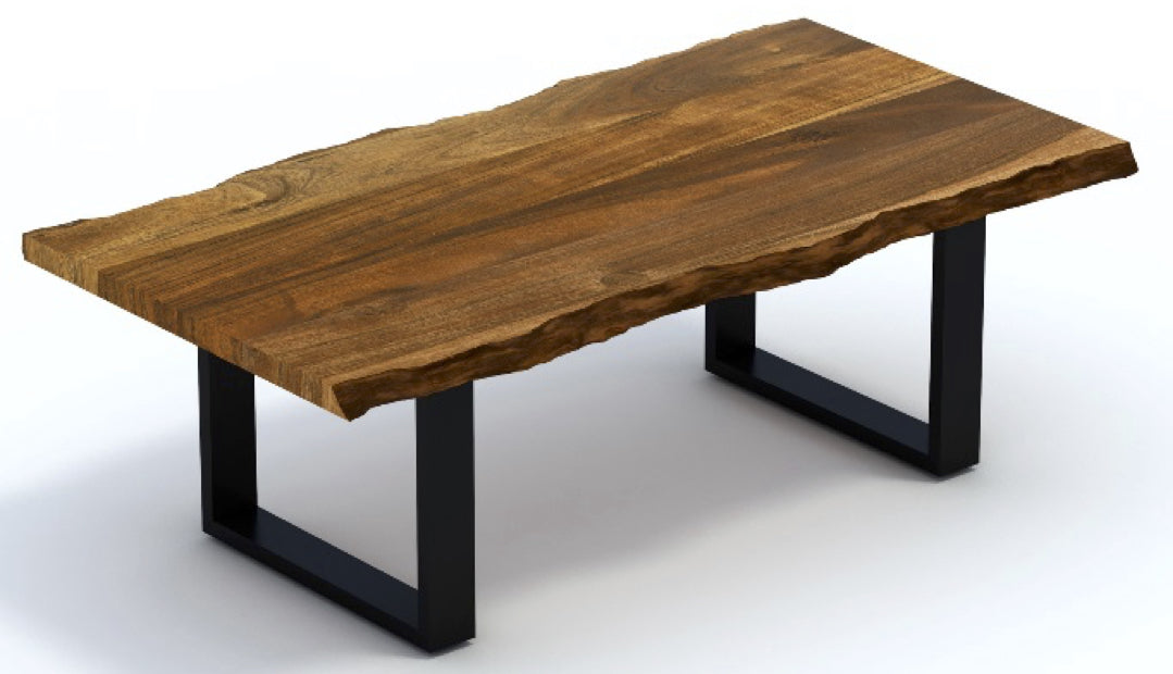 Brown Solid Wood & Iron Coffee Table