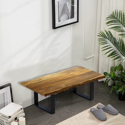 Brown Solid Wood & Iron Coffee Table