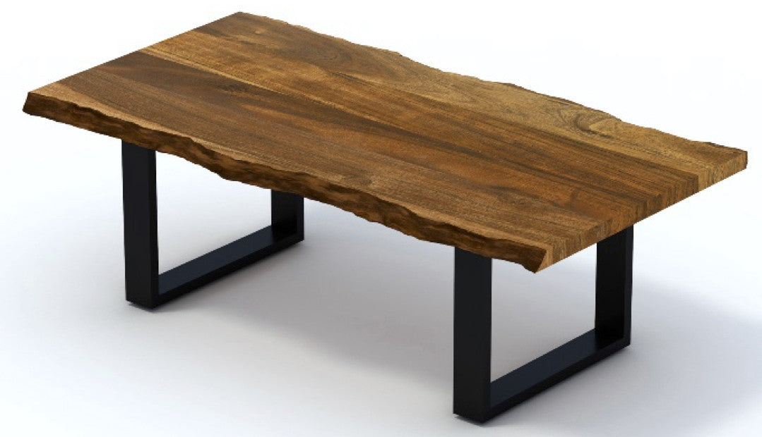 Brown Solid Wood & Iron Coffee Table