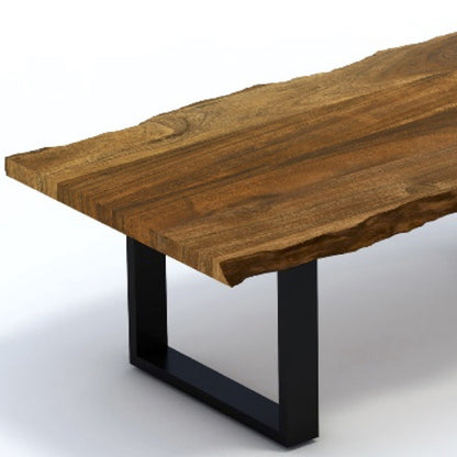 Brown Solid Wood & Iron Coffee Table