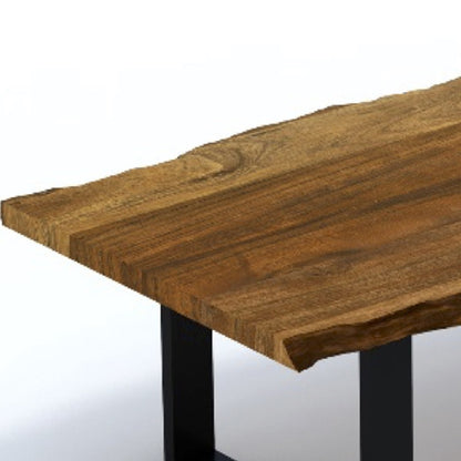 Brown Solid Wood & Iron Coffee Table