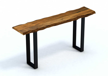 Brown & Black Solid Wood Distressed Sled Console Table