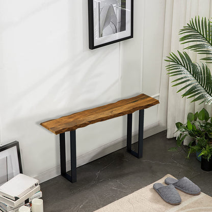 Brown & Black Solid Wood Distressed Sled Console Table