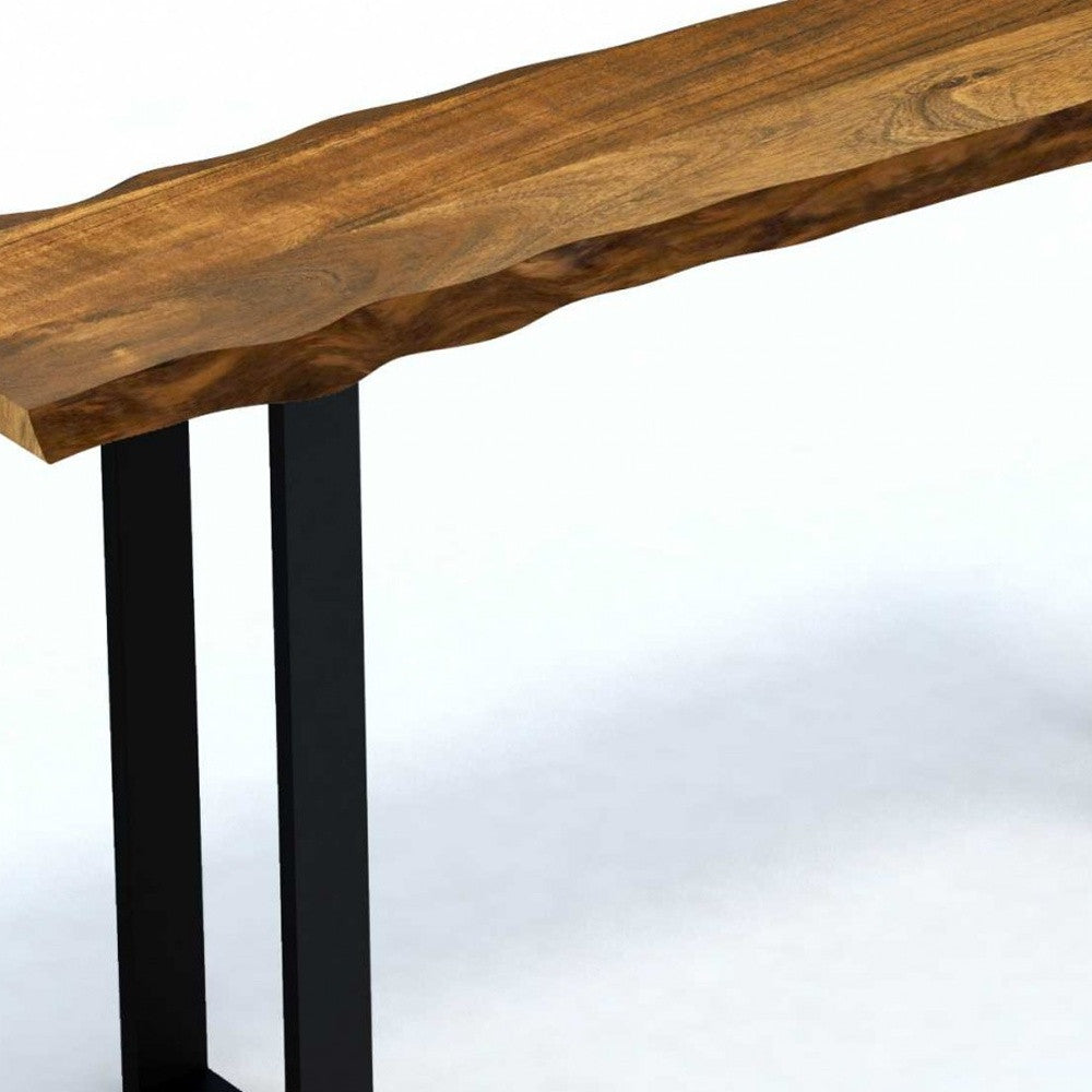 Brown & Black Solid Wood Distressed Sled Console Table