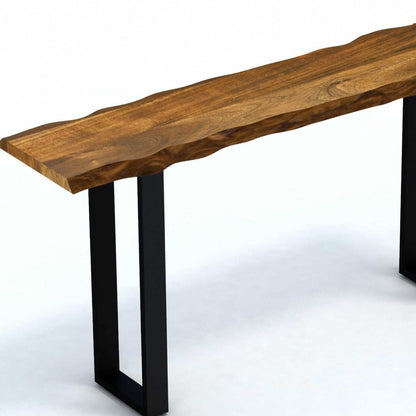 Brown & Black Solid Wood Distressed Sled Console Table