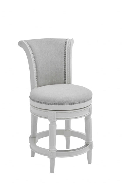 Light Gray & White Fabric Counter Height Swivel Bar Chair
