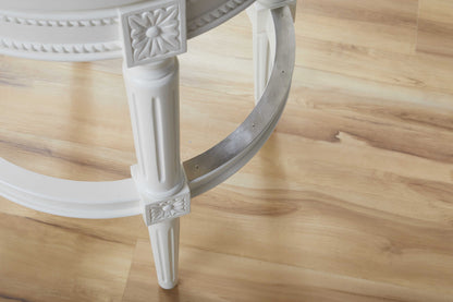 Light Gray & White Solid Wood Swivel Bar Chair