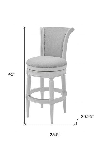 Light Gray & White Solid Wood Swivel Bar Chair