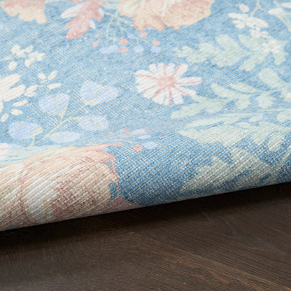 Nourison Botanical Blue & Multicolor Machine Washable Rug - Texture