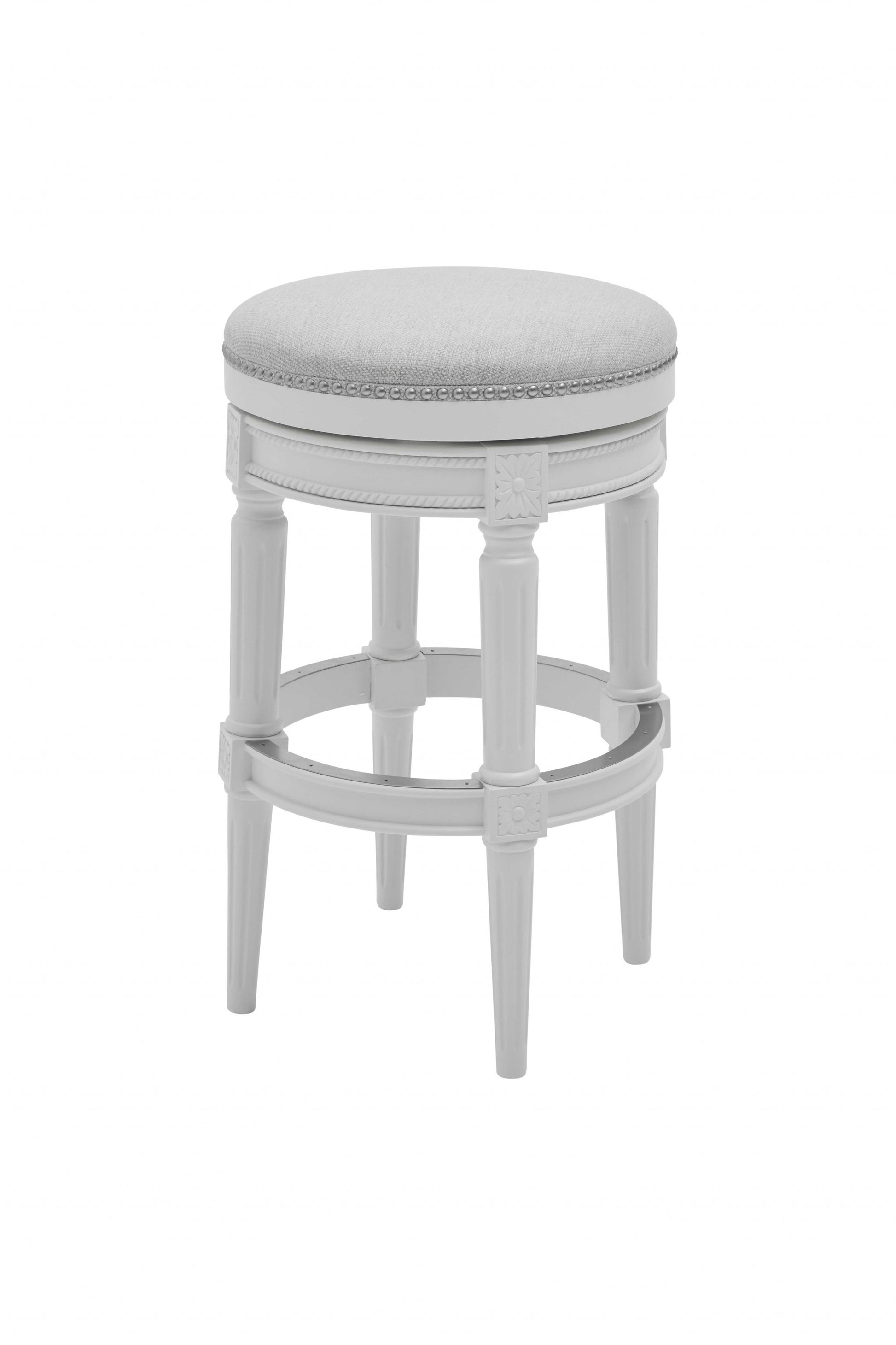 Gray Solid Wood Backless Bar Height Swivel Bar Chair