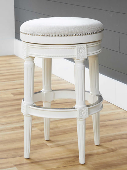 Gray Solid Wood Backless Bar Height Swivel Bar Chair