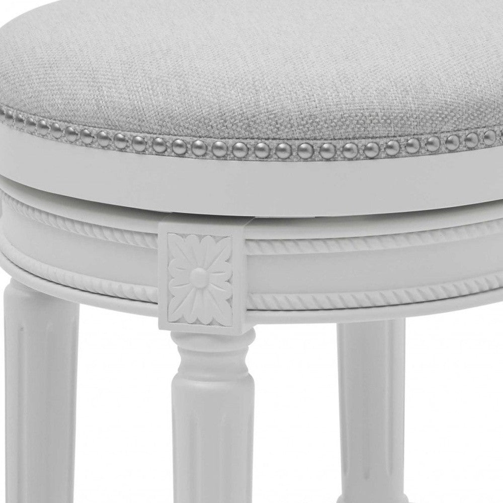 Gray Solid Wood Backless Bar Height Swivel Bar Chair